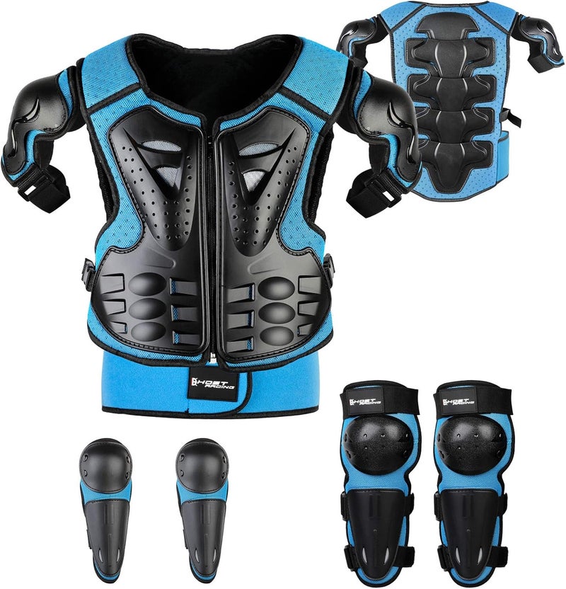 JUSTDOLIFE Youth Dirt Bike Gear, 5 PCS Motorcycle Armbor Protection Jacket, Kids Motorcycle Armor with Knee Pads Elbow Pads Chest Protector Racing for Outdoor Sports - Image 1